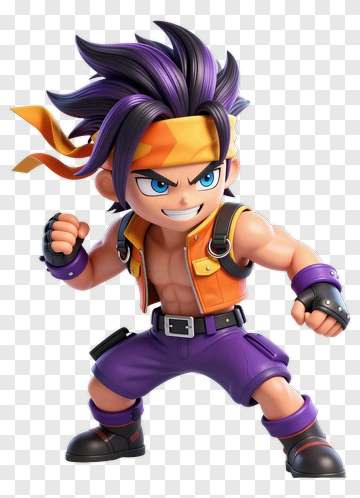 3D Cartoon Character In Action Pose PNG