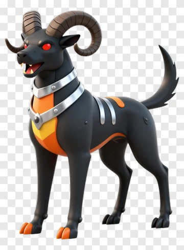 3D Cartoon Dog With Ram Horns PNG
