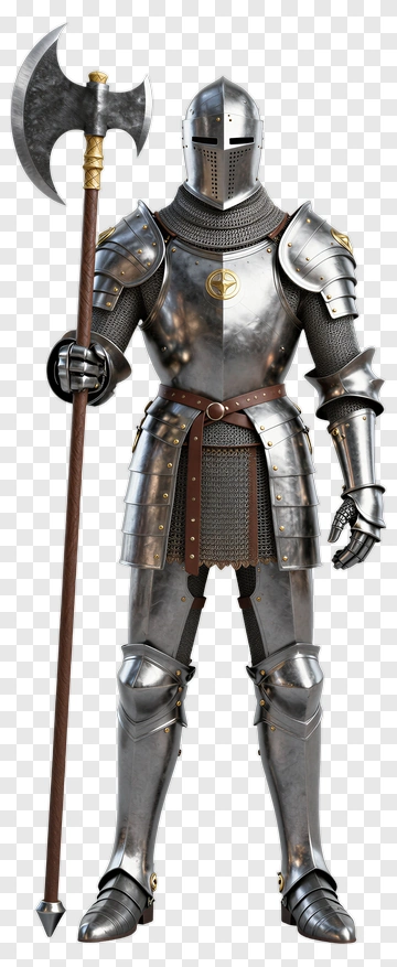Armored Knight Holding A Battle Axe PNG