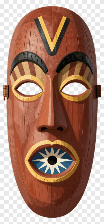 Wooden Tribal Mask PNG