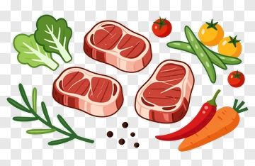 Fresh Meat And Vegetables Composition PNG