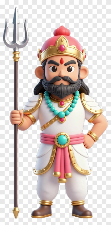 3D Character Holding A Trident PNG
