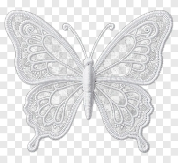 White Butterfly Embroidery Design PNG