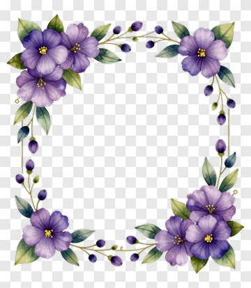 Purple Floral Frame PNG