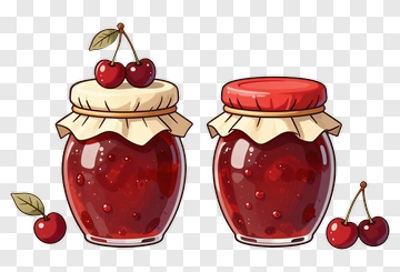 Cherry Jam Jars With Cherries PNG