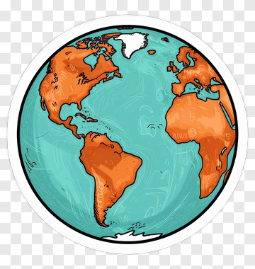 Illustrated Earth Globe PNG