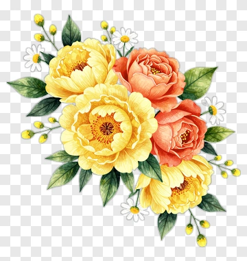 Colorful Floral Bouquet With Yellow And Pink Flowers PNG