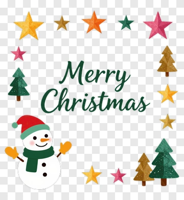 Christmas Snowman With Merry Christmas Text PNG
