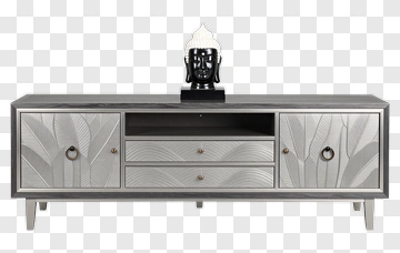 Modern Sideboard With Decorative Buddha Statue PNG