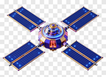3D Solar-Powered Satellite With Solar Panels PNG