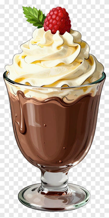 Chocolate Dessert With Whipped Cream And Raspberry PNG