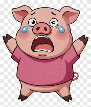 Cartoon Pig Crying With Tears PNG