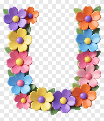 Colorful Floral Letter U PNG
