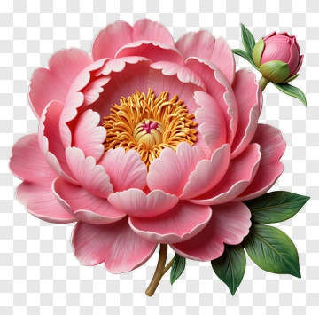 Pink Peony Flower With Bud PNG