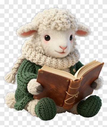 3D Sheep Reading A Book PNG