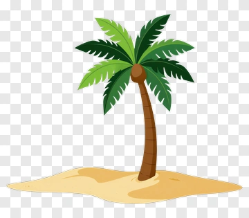 Colorful Palm Tree On Sandy Beach PNG