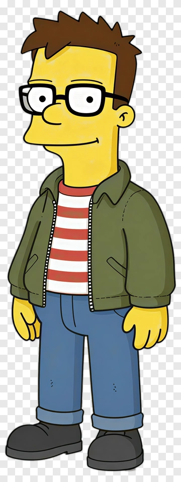 Cartoon Character In Green Jacket And Striped Shirt PNG