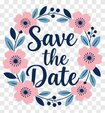 Floral Save The Date Announcement PNG