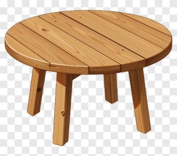 Wooden Round Table PNG