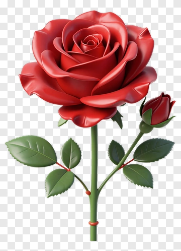 Red Rose With Bud PNG
