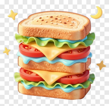 Colorful Sandwich With Cheese And Vegetables PNG