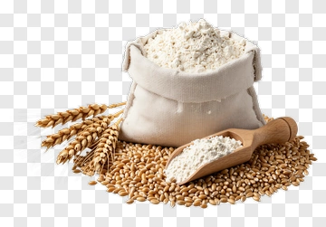 Bag Of Flour With Wheat And Scoop PNG