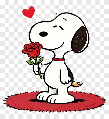 Cartoon Dog Holding A Rose PNG