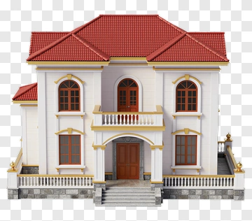 Elegant Modern House With Red Roof PNG
