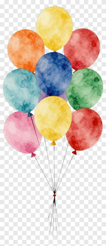Colorful Watercolor Balloons PNG