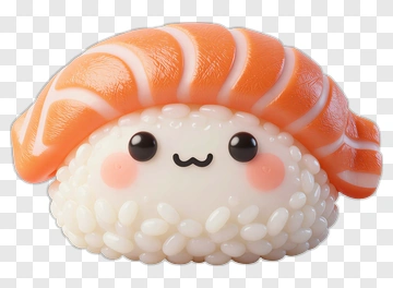 Cute Sushi Character With Salmon Topping PNG
