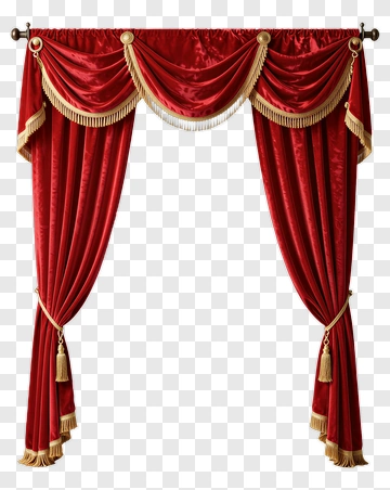 Red Velvet Curtain With Gold Trim PNG
