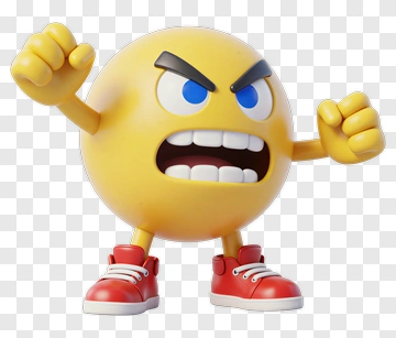 Angry Cartoon Emoji With Red Sneakers PNG