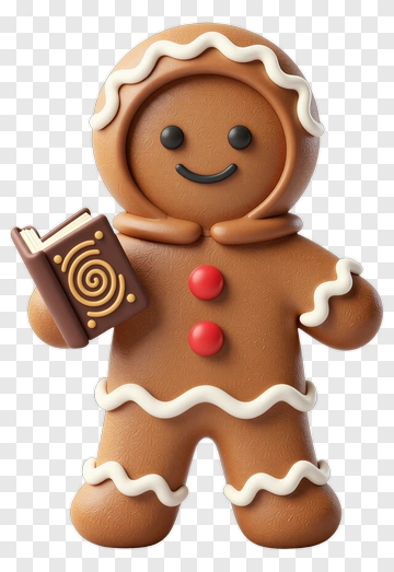 Gingerbread Man Holding A Book PNG