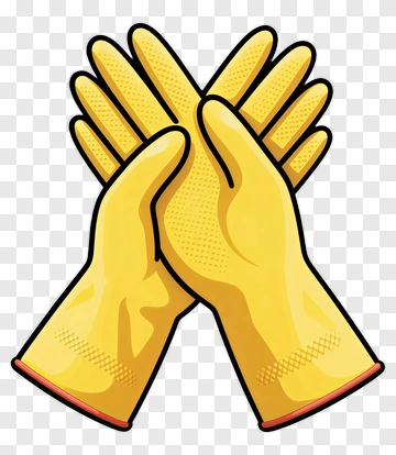 Yellow Rubber Cleaning Gloves PNG