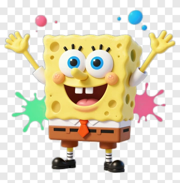 Spongebob Squarepants With Colorful Splashes PNG