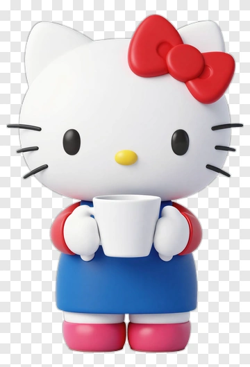 Hello Kitty Holding A Cup PNG
