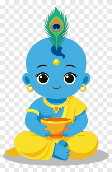 Cartoon Baby Krishna Holding A Bowl PNG