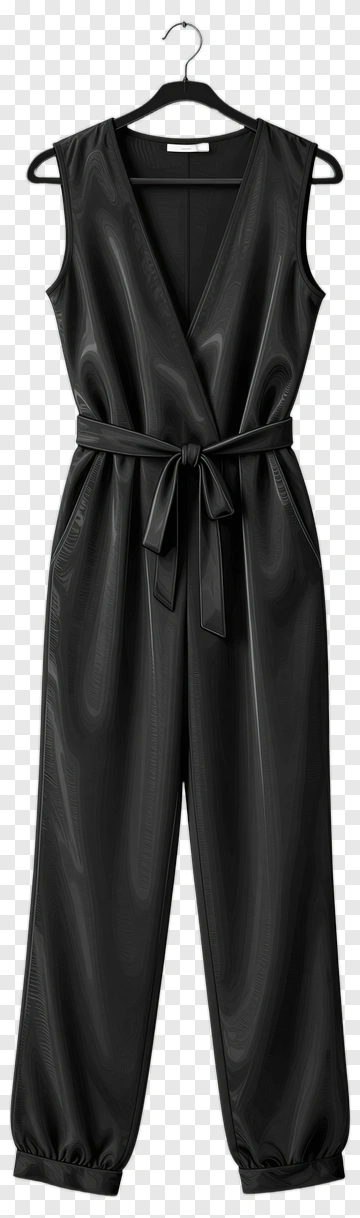 Black Jumpsuit With Tie PNG