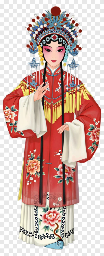 Traditional Chinese Opera Performer In Red Costume PNG