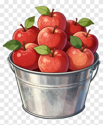 Bucket Of Red Apples PNG