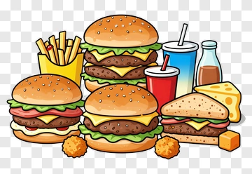 Fast Food Meal With Burgers And Drinks PNG