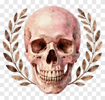 Skull Surrounded By Leaves PNG