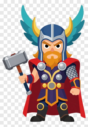 Cartoon Thor Holding A Hammer PNG