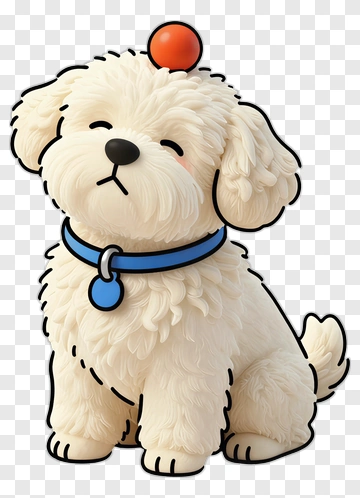Cute Cartoon Dog With Ball On Head PNG