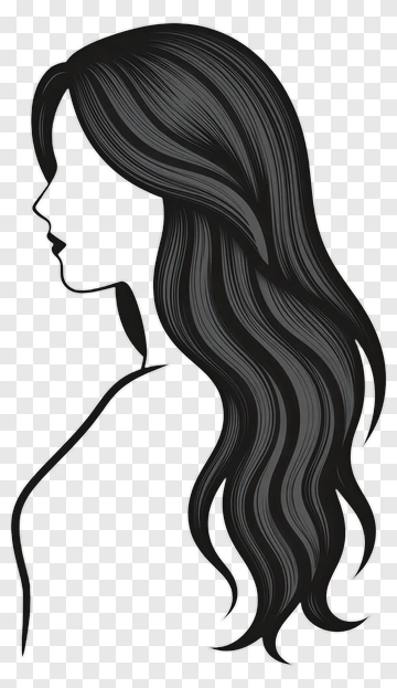 Silhouette Of A Woman With Long Hair PNG