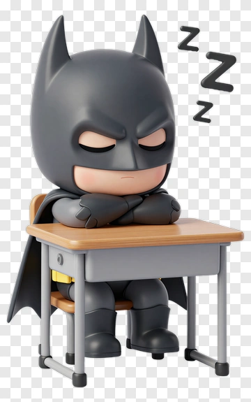 Cartoon Batman Sleeping At A Desk PNG