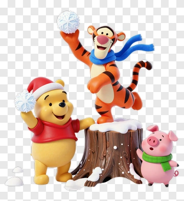 Cartoon Winnie The Pooh And Friends Celebrating Winter PNG
