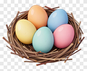 Colorful Easter Eggs In A Nest PNG