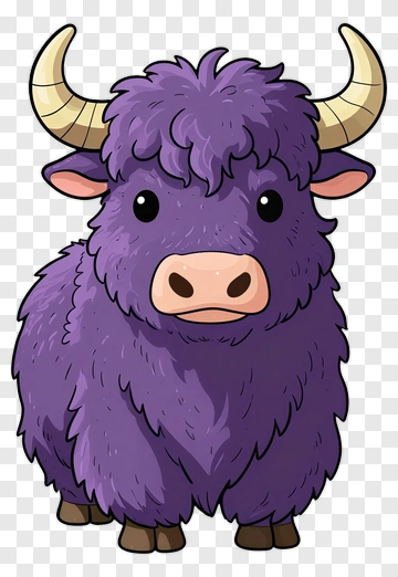 Cartoon Purple Yak PNG