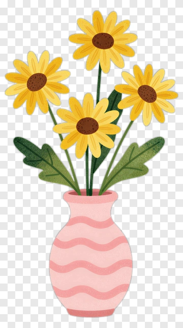Colorful Flower Bouquet In A Pink Vase PNG